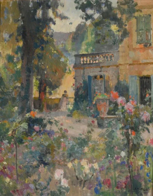 Du Train bleu à Pontmartin . Louis Agricol MONTAGNÉ (1879-1960). Printemps à Pontmartin (Les Angles). Huile sur toile. Signé en…