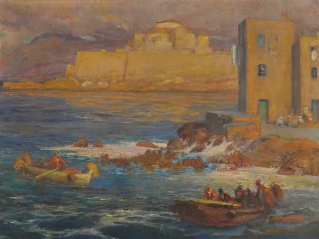 Île de Beauté . Léon Charles CANNICCIONI (1879-1957), attribué à. Vue présumée de la citadelle de Calvi en Corse depuis…