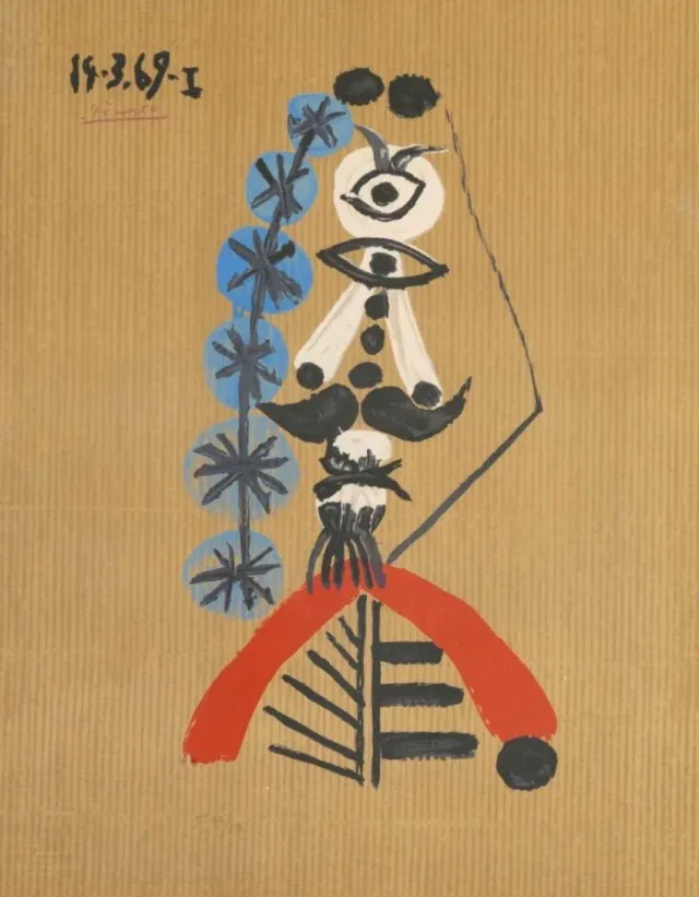 Bandolero . Pablo PICASSO. Portrait imaginaire. Lithographie en couleur sur papier, daté 14.3.69 dans la planche et numéroté F 99/250…